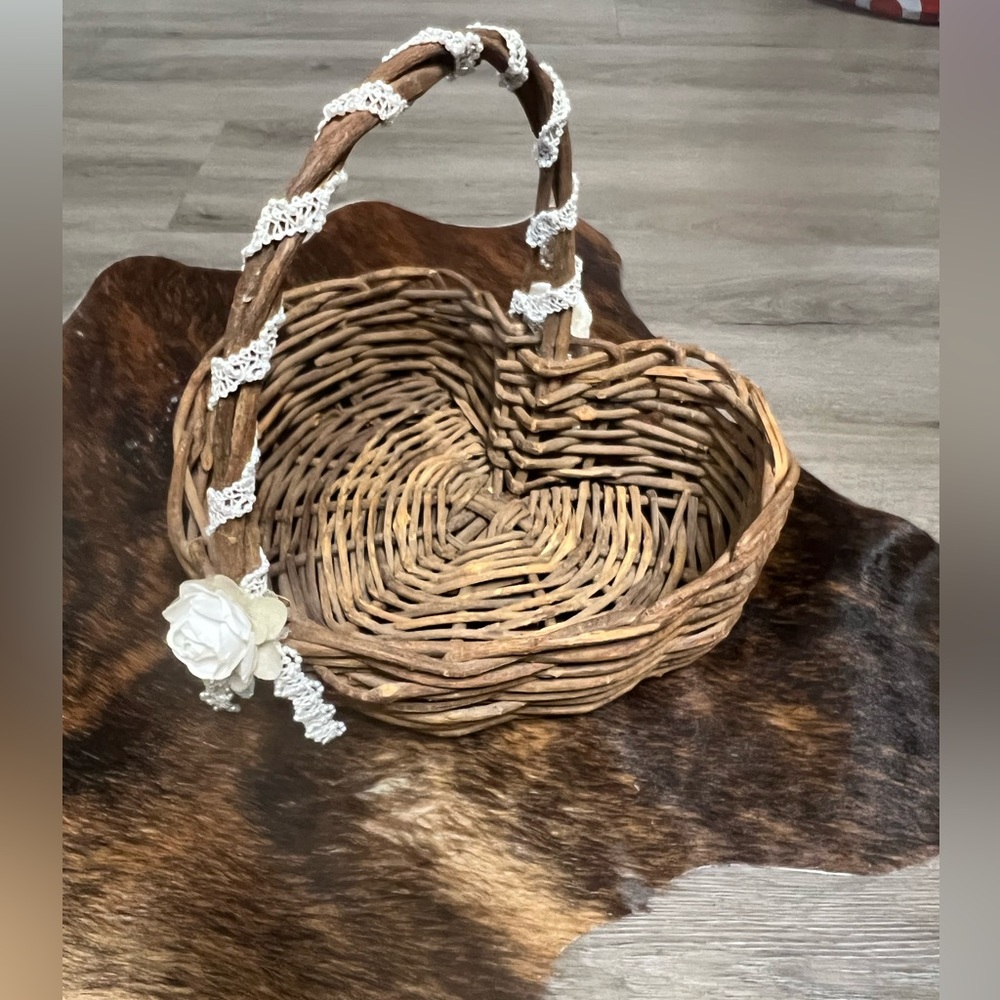 flower girl basket heart shaped